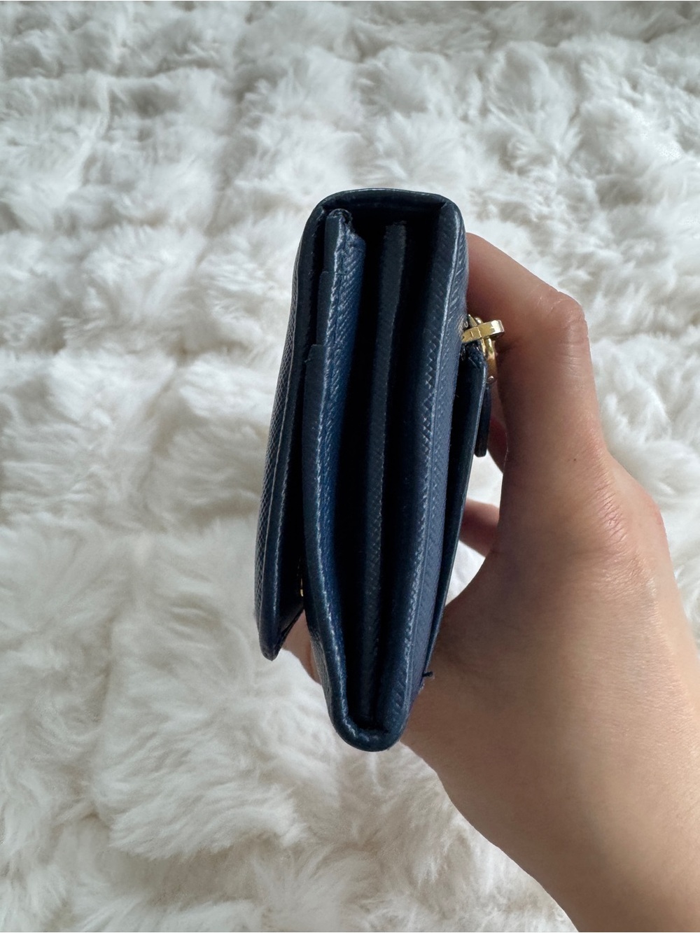 Authentic Prada Blue Saffiano Leather Wallet w/ Box & Ribbons - Picture 4 of 11